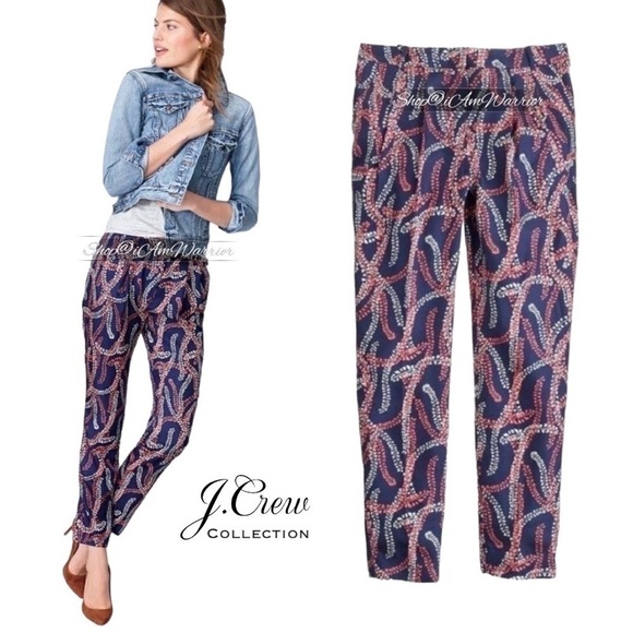 J.Crew Collection silk abstract print tapered high rise pants *shop@iamwarrior - Picture 2 of 11